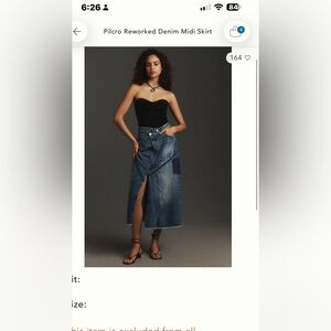 Pilcro Asymmetrical  “Reworked” Denim Midi Skirt 4 UNIQUE